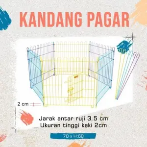 Kandang Pagar Kucing Anjing Kelinci Hewan 6 Sisi 1 Set Tinggi 54cm