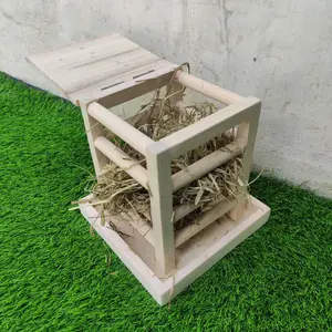 Hay Tower Tempat Makan Kelinci Hay Tempat Chinchilla Kayu Jati Premium