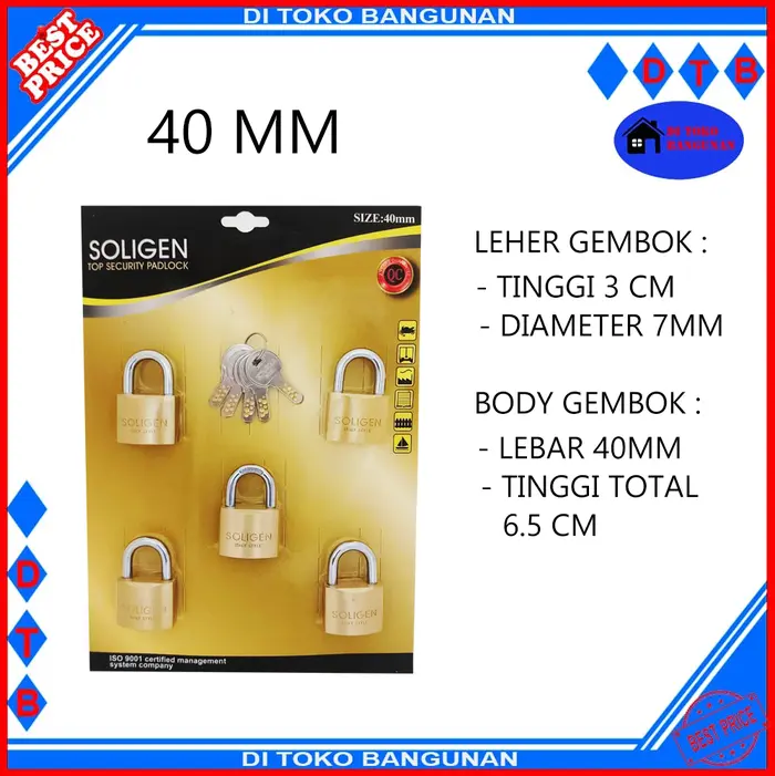 Gambar Gembok Master Key SOLIGEN 5 pcs Kuningan 40 50 60 mm dari Di Toko bangunan Kota Administrasi Jakarta Utara 5 Tokopedia