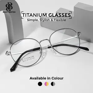 Kacamata Bulat Bahan Titanium Fashion Modis Korean Anime Skena Pria Wanita Lensa Minus Anti Radiasi Blueray Photocromic Berrybarton 2812