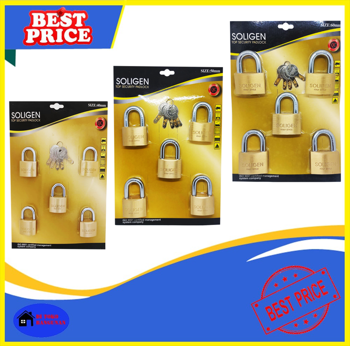 Gambar Gembok Master Key SOLIGEN 5 pcs Kuningan 40 50 60 mm dari Di Toko bangunan Kota Administrasi Jakarta Utara Tokopedia