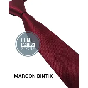 Dasi Panjang Pria Motif Bintik Halus Uk 3 Inch Lebar 8cm Maroon