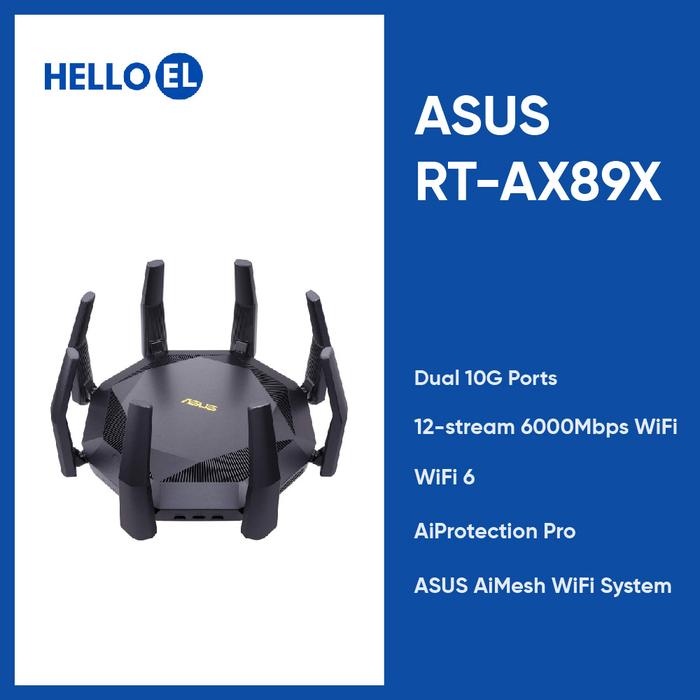 Gambar ASUS RT-AX89X RT AX89X Dual Band Wi-Fi 6 802.11ax Gaming Router dari Hello El Official Kota Tangerang Selatan Tokopedia