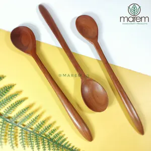 SENDOK KAYU KOREA BULAT DATAR | SENDOK KAYU UNIK | SENDOK KAYU MUKBANG