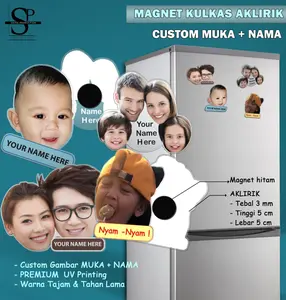 Magnet Kulkas Foto Muka Wajah Custom Nama