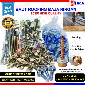 Baut Roofing Skrup Sekrup Baja Ringan 10x16 10x19 12x30 12x50 12x70 Harga Termurah