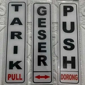 AKRILIK SIGN TARIK, GESER KANAN/KIRI, DORONG Ukuran 5×20cm