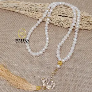 TASBIH MUTIARA ASLI AIR TAWAR +LAFADZ ALLAH 99 BUTIR 100% NATURAL