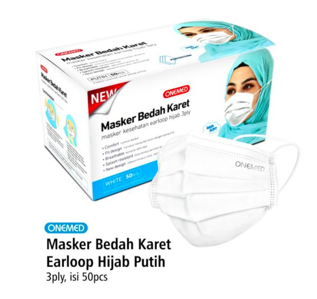 Masker Hijab Putih Masker Jilbab Putih Masker Medis Onemed - HIJAB HIJAU