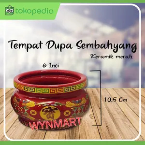 Tempat Dupa / Hiolo Keramik Merah - 6 Inci