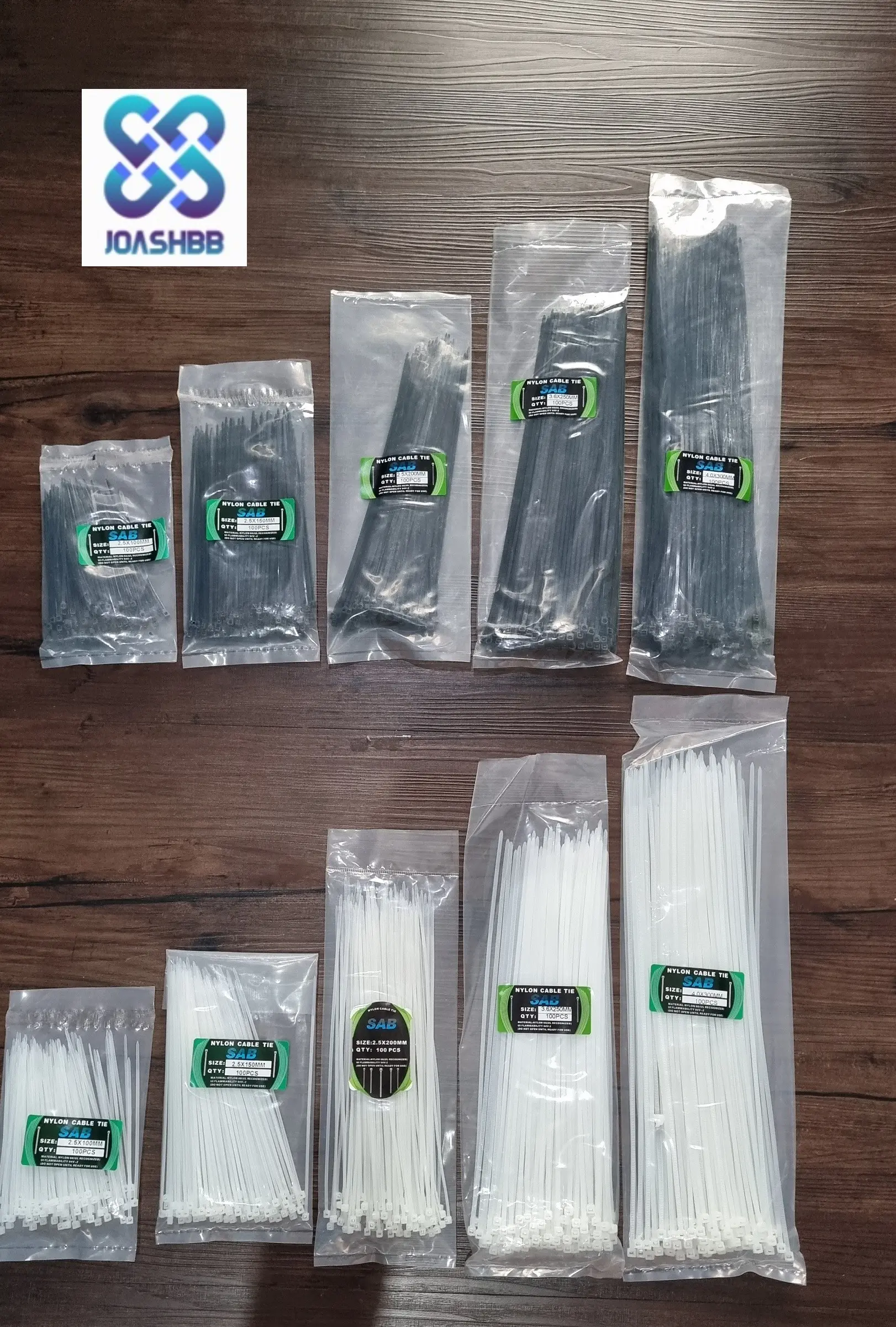 Kabel Ties SAB isi 100bh Putih dan hitam / Cable Tie/ Pengikat Kabel/