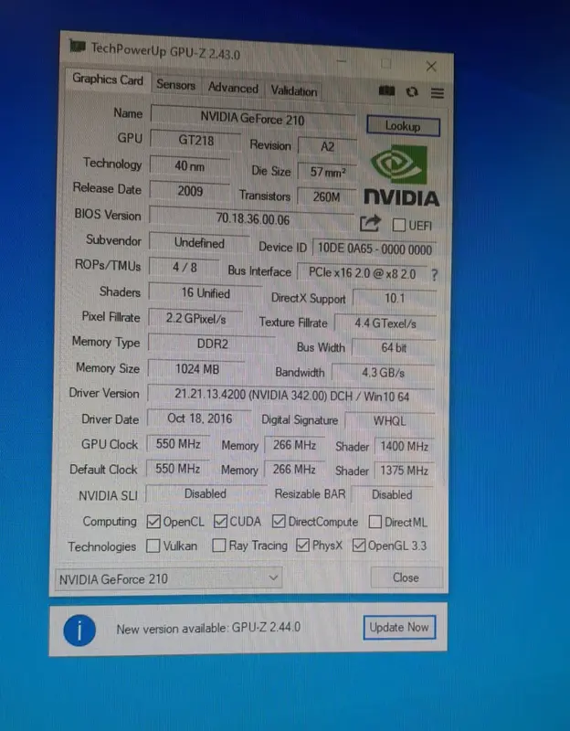 VGA GHOST GT 210 1GB 1