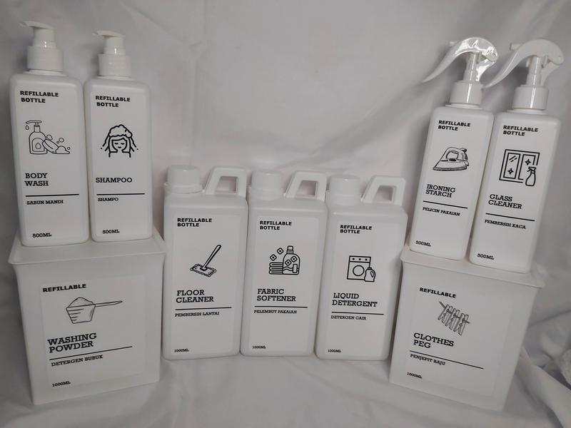 TEMPAT LAUNDRY AESTHETIC/WHITE SERIES/TEMPAT DETERJEN/BOTOL REFIL 2