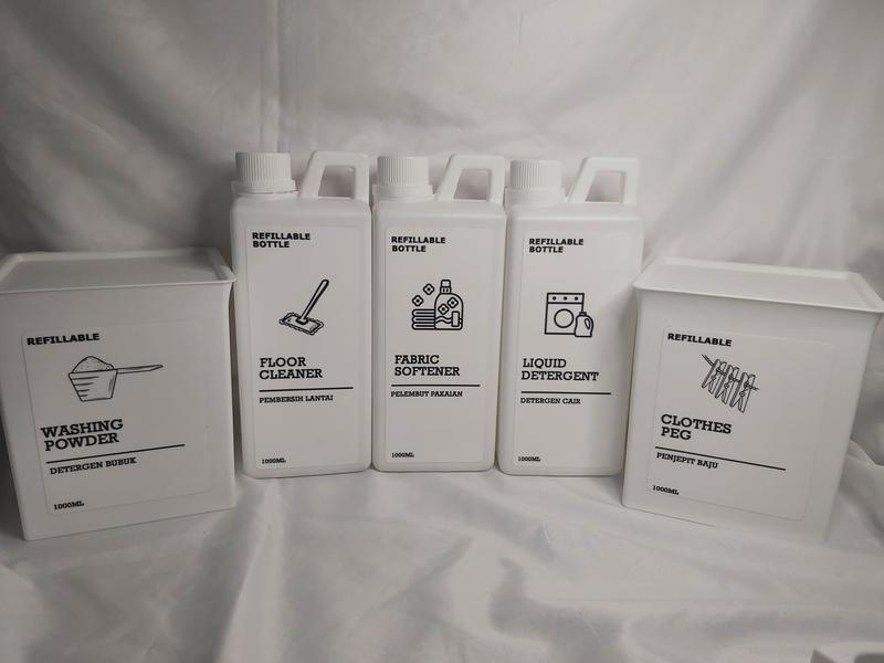TEMPAT LAUNDRY AESTHETIC/WHITE SERIES/TEMPAT DETERJEN/BOTOL REFIL 3