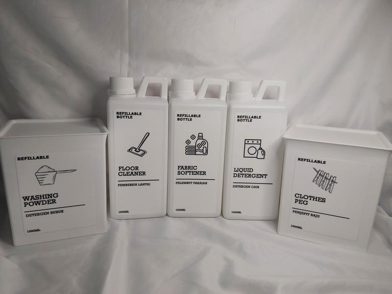 TEMPAT LAUNDRY AESTHETIC/WHITE SERIES/TEMPAT DETERJEN/BOTOL REFIL 4