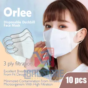 Masker Duckbill 3D Embos Orlee 3 Ply 3Ply Earloop Kemenkes isi 10 pcs