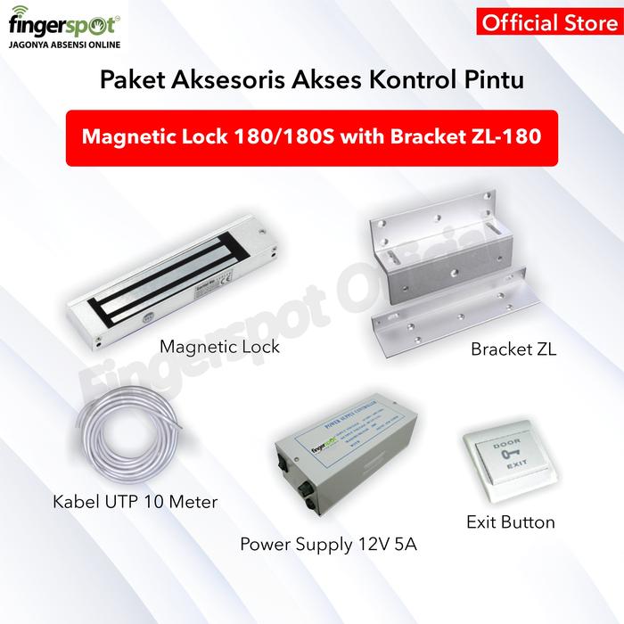 Gambar Paket Aksesoris Akses Kontrol Pintu -Magnetic Lock 180 -Bracket ZL-180 dari Fingerspot Surabaya Barat Kota Surabaya Tokopedia