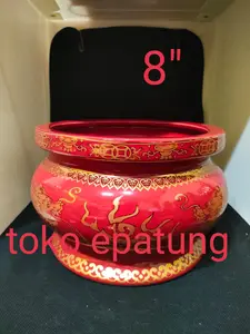 hiolo / hio lo / Tempat Hio - 2 Naga - Merah - keramik - 8 inch (gl)