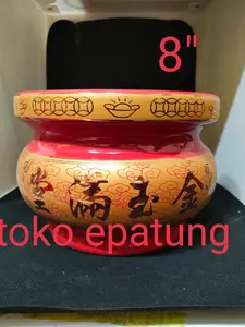 hiolo / hio lo / Tempat Hio - Tulisan - Merah - keramik - 8 inch (gl)