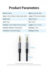 Gambar VENTION Kabel TRRS AUX 3.5mm Male to Male - Cotton, 2Meter - BAQHH 2METER dari KINGBAG OFFICIAL STORE Kota Administrasi Jakarta Barat 5 Tokopedia