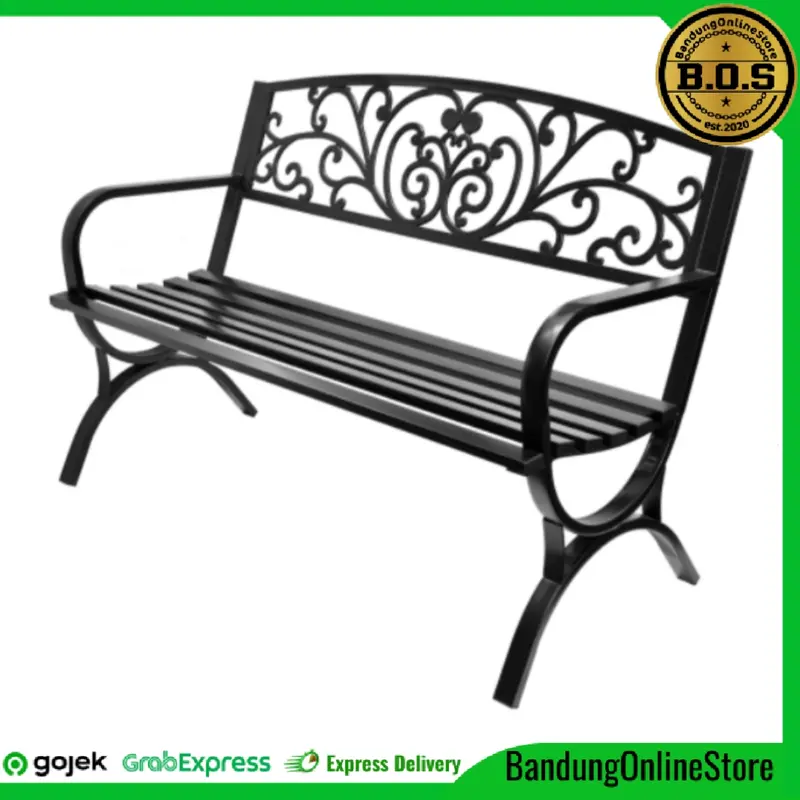 Kursi Taman Canterbury Hitam Kursi Teras Outdoor Besi Anti Karat 2