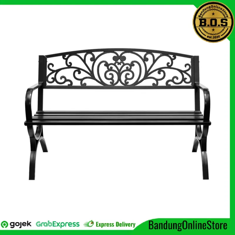 Kursi Taman Canterbury Hitam Kursi Teras Outdoor Besi Anti Karat 0