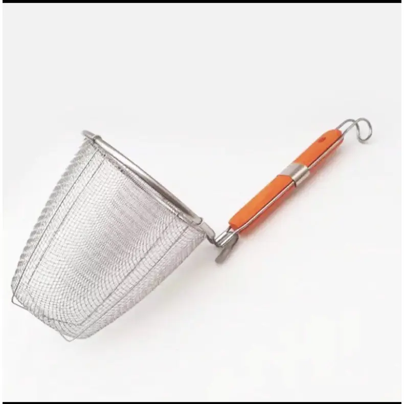 Saringan Mie Kocok gagang kayu 14CM / Saringan Serokan Mie Ayam bakmie ramen pasta stainless 14cm gagang kayu / saringan Mie Stainless 1