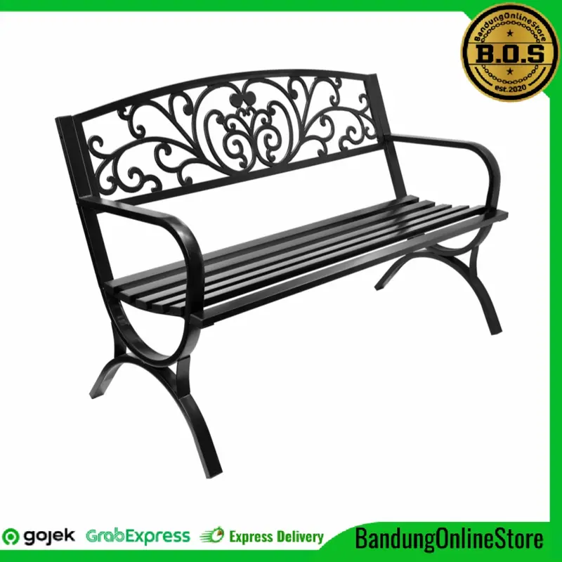 Kursi Taman Canterbury Hitam Kursi Teras Outdoor Besi Anti Karat 1