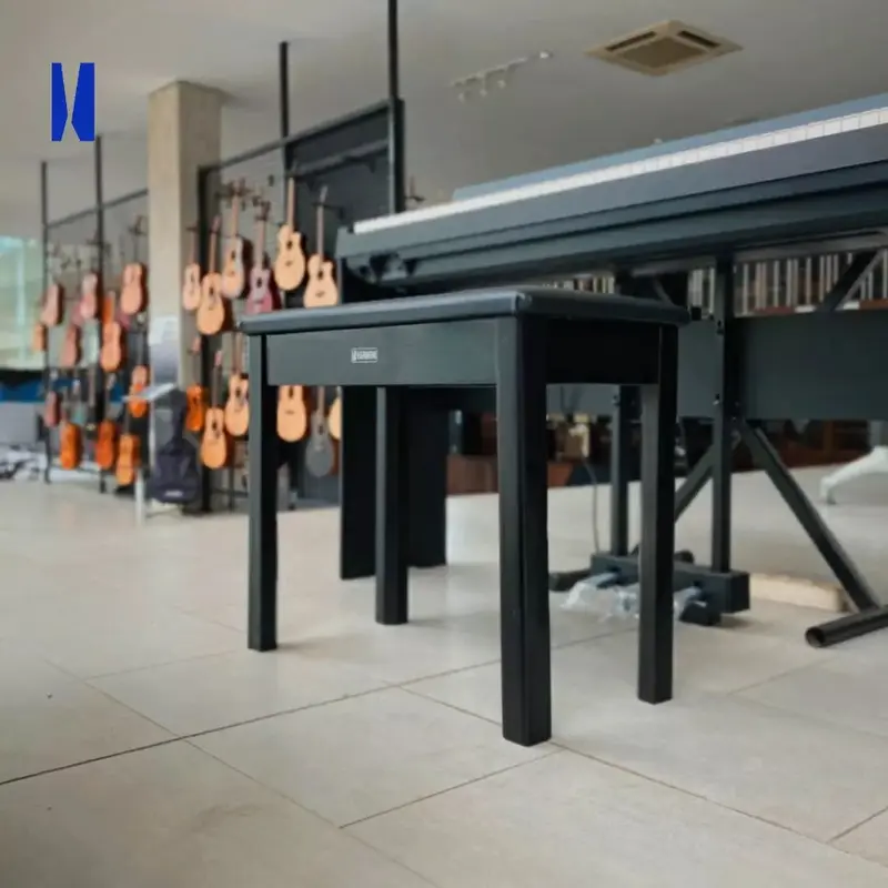 Harmoni Bench Kursi Piano Keyboard Kayu Solid Wood / Hitam Black 0