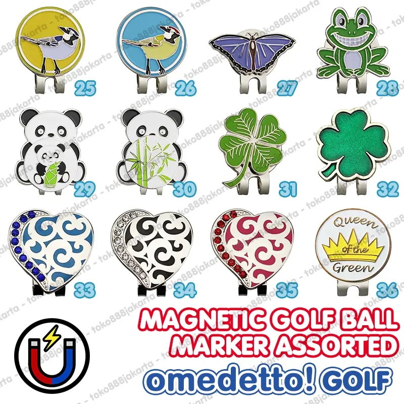 MAGNETIC GOLF BALL MARKER WITH HAT CLIP ASSORTED MAGNET OMEDETTO 25-48