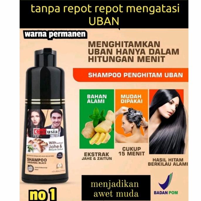 Cultusia shampo penutup uban original /rambut hitam instan 3