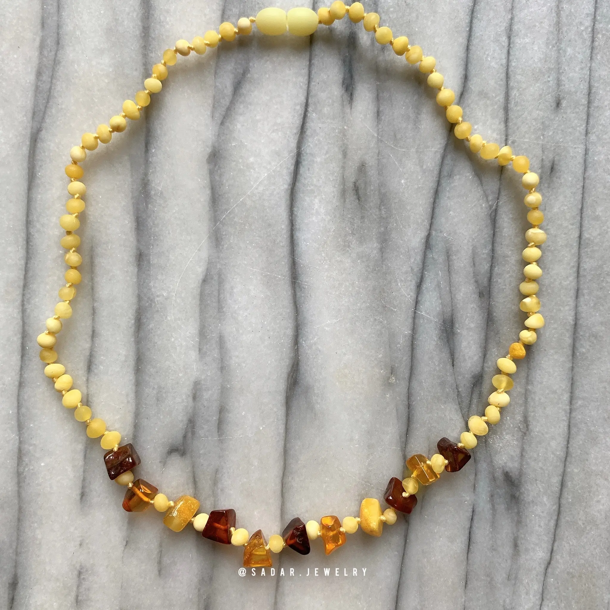 AUTHENTIC BALTIC AMBER White Raw with irregular mixed shape-45cm