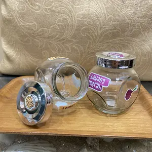 Tempat Bumbu Dapur / Toples Kaca Bulat Stiker Aesthetic Lucu Niiloo