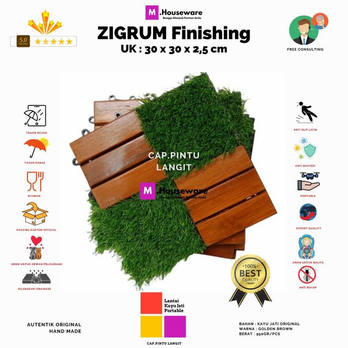 Tille Rumput Jual Lantai Kayu Jati Motif ZIGRUM decking Tile ZIGZAG mix Rumput ...