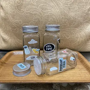 Tempat Bumbu Dapur / Toples Kaca Tinggi Stiker Aesthetic Lucu Niiloo