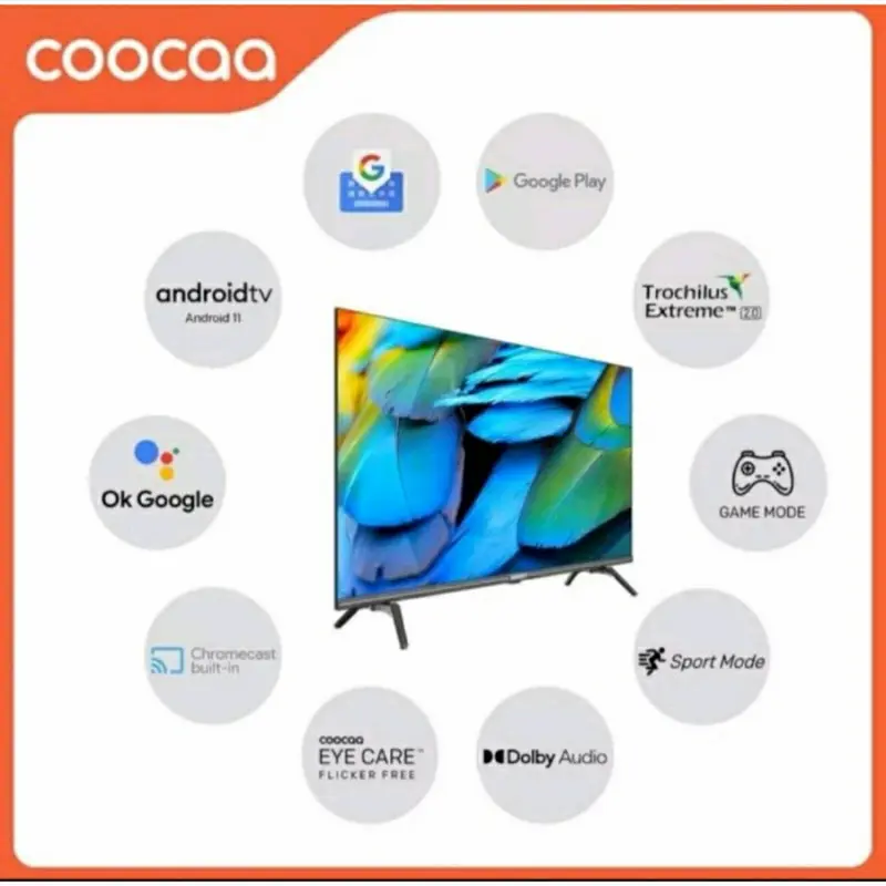 COOCAA 40S7G Android 11 Smart LED TV 40 inch Digital TV Garansi Resmi 1