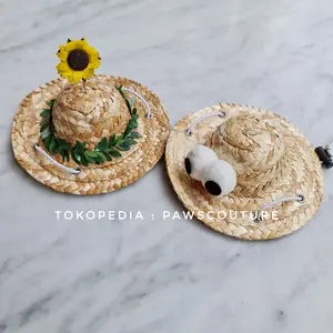Topi jerami anjing kucing hewan pet dog hat costume