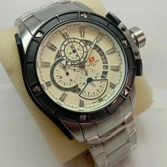 Jual SWISS ARMY original HC 8786 chronograp rantai putih pria