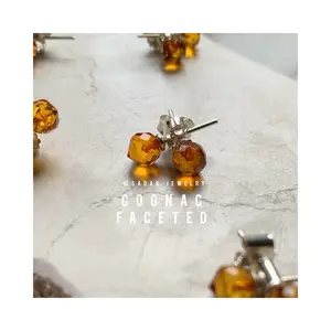 AUTHENTIC BALTIC AMBER EARING FACETED - Sterling Silver