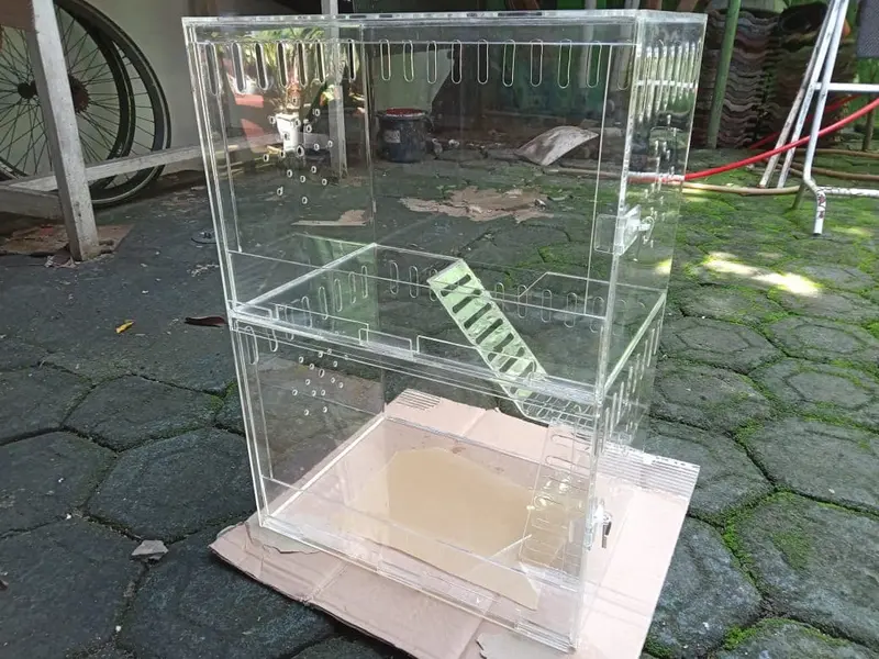 Kandang Hamster Akrilik 2 Tingkat Custom   PxLxT 100x40x80cm 1