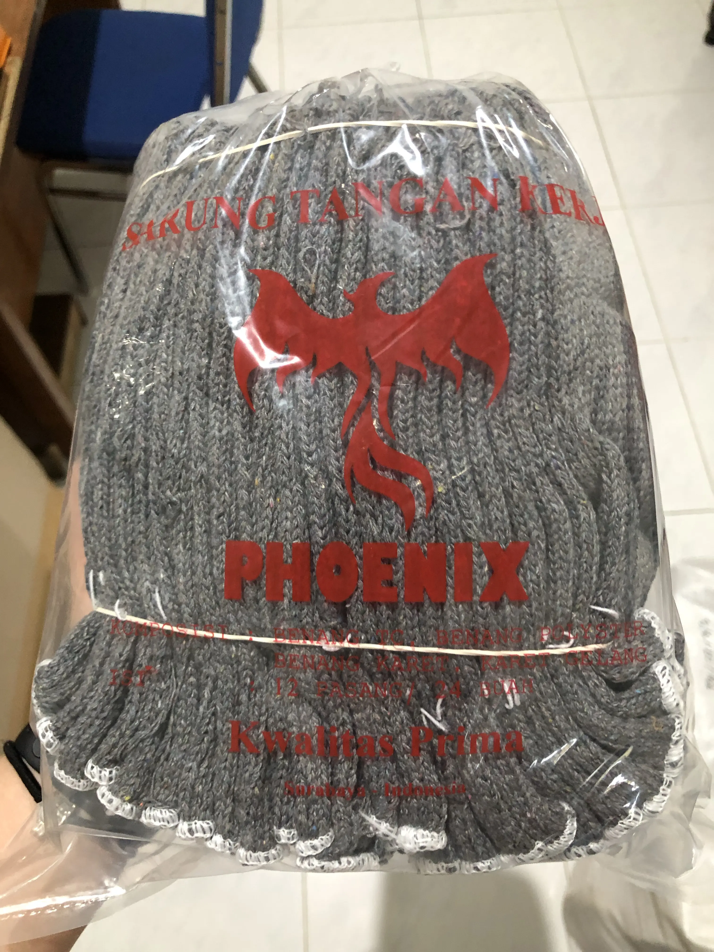 (1 lusin) safety gloves sarung tangan rajut abu benang 8