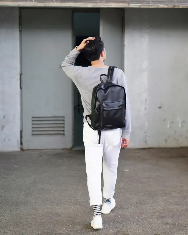 Ransel Tas Pria Wanita Toxi Backpack Kulit Hitam Putih - TGIF Project 2