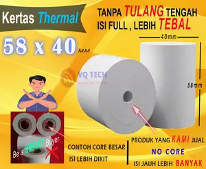 58 X 40 MM Kertas Struck Printer Thermal TEBAL 58x40mm ISI 10 Roll