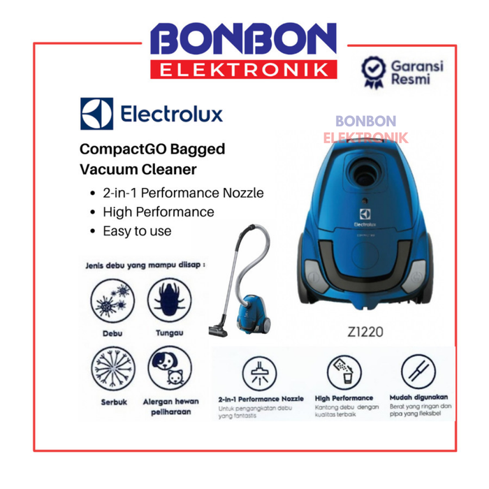 Gambar Electrolux Vacuum Cleaner Z1220 / Z 1220 CompactGo Bagged dari Bonbon Elektronik_NEW Kota Administrasi Jakarta Utara Tokopedia