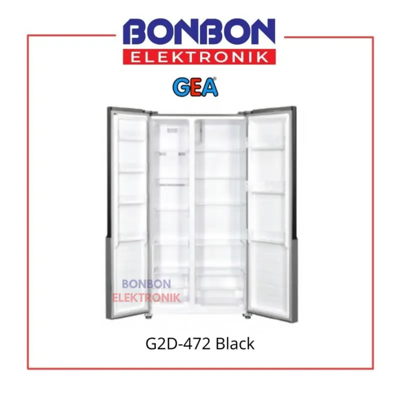 GEA Kulkas Side By Side 2 Pintu G2D-472 Black / G2D472 2