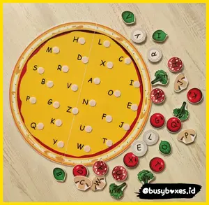 [busyboxes.id]Kapital mainan edukasi mencocokan huruf tema pizza