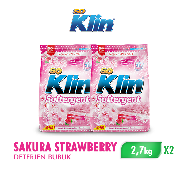 Gambar Soklin Detergen Bubuk Softergent Sakura Strawberry 2.7 kg x 2 dari Wings Indonesia Kab. Bekasi Tokopedia