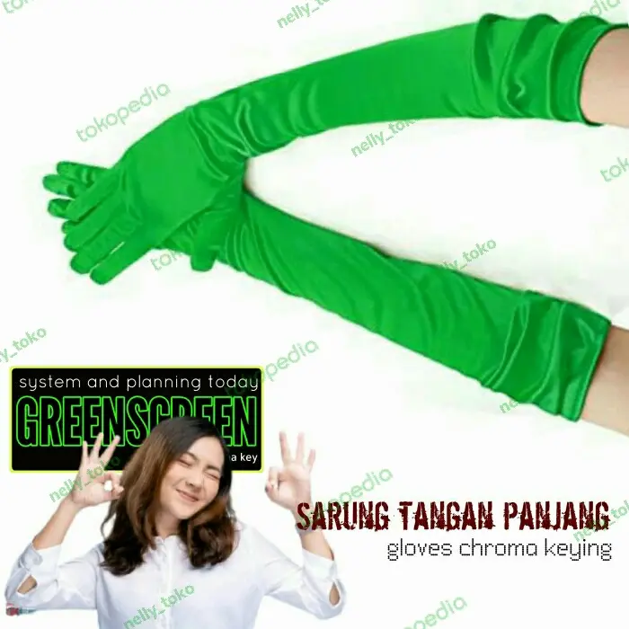 Green Screen Gloves chroma key Sarung tangan panjang hijau 1