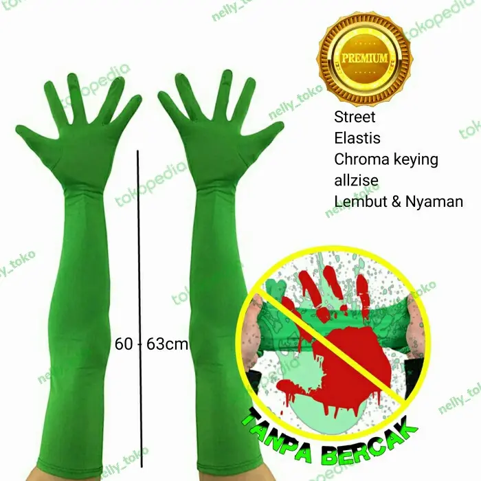 Green Screen Gloves chroma key Sarung tangan panjang hijau 0