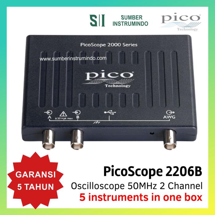 Gambar PicoScope 2206B Oscilloscope 50MHz Bandwidth, 2CH, 500MS/s dari Toko PicoTech Kota Bandung Tokopedia